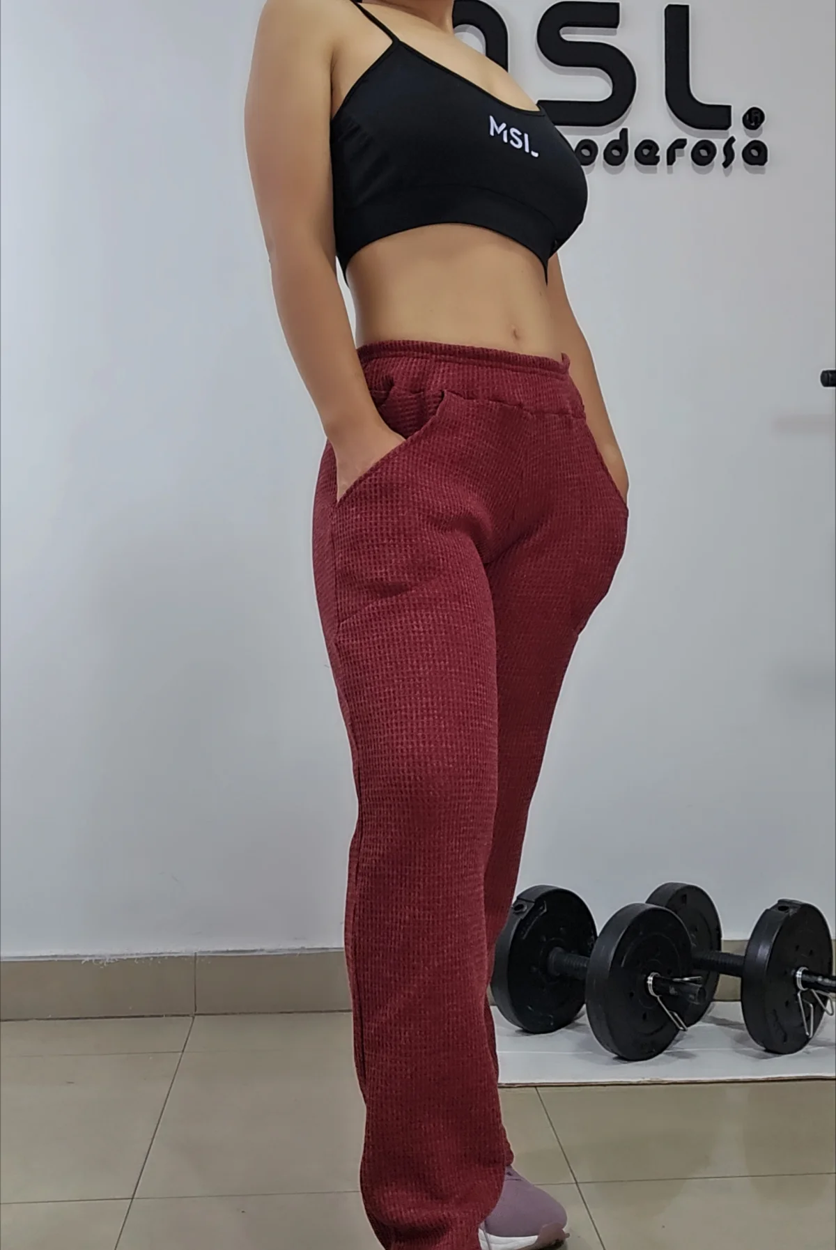 Pantalón de Waffle frizado con bolsillos